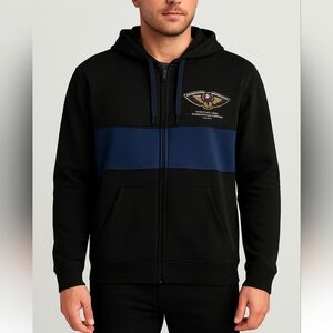 NWT New Orleans Pelicans Zip Hoodie Jacket Black Blue XL NBA Team Gear